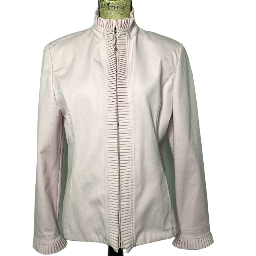 St. John Sport Pink Ruffle Zip Up Jacket